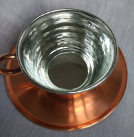 Чашка с блюдцем медная луженая арт.150