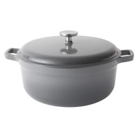 Кастрюля чугунная овальная с крышкой BergHoff Gem 6,8 л серая